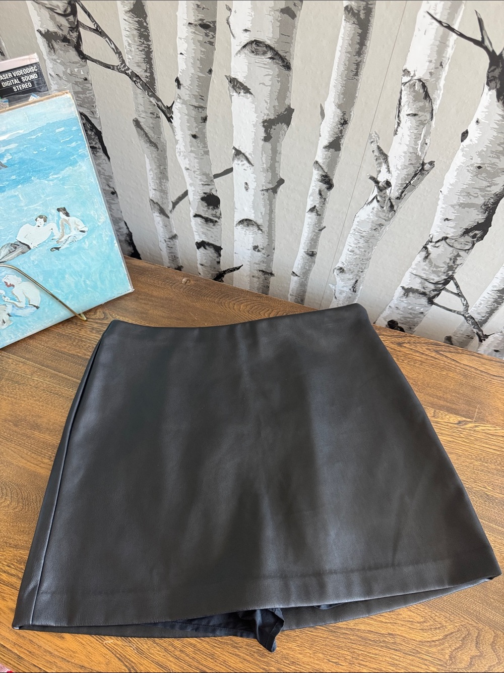Black Faux Leather Scarlett Mini Skort Style